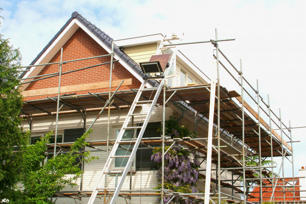 front of the house under construction
