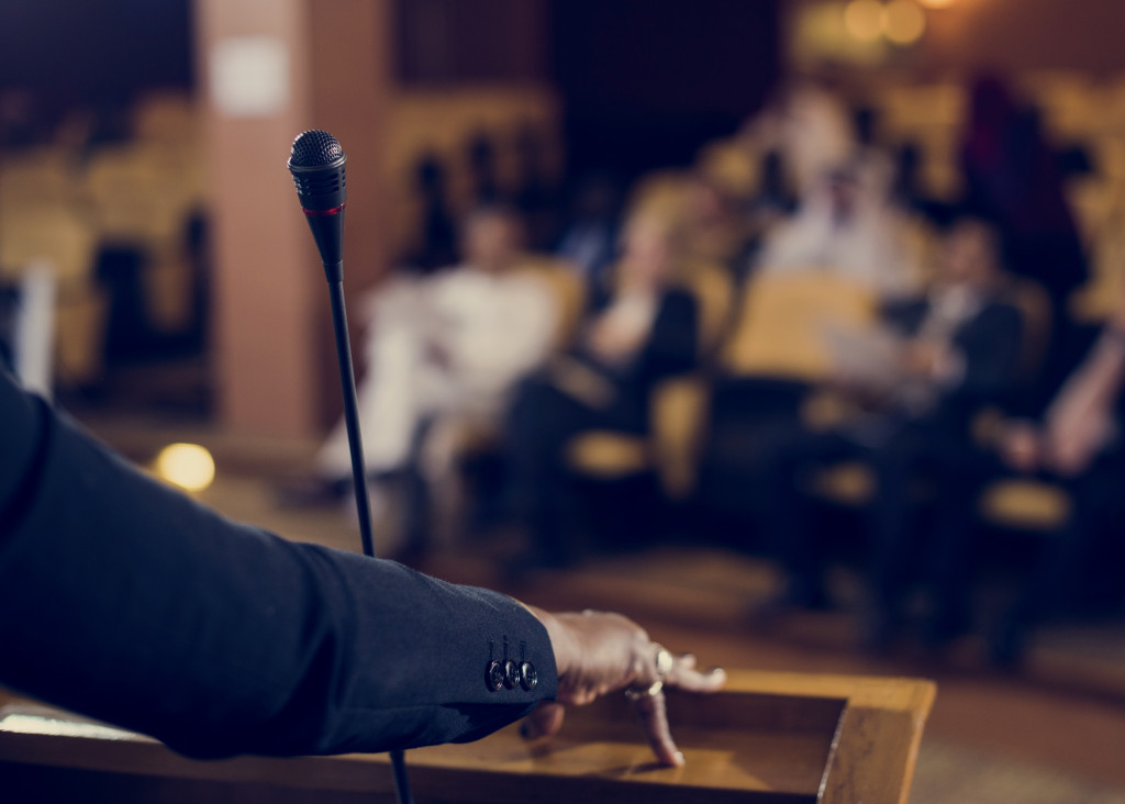 A speaker speaking