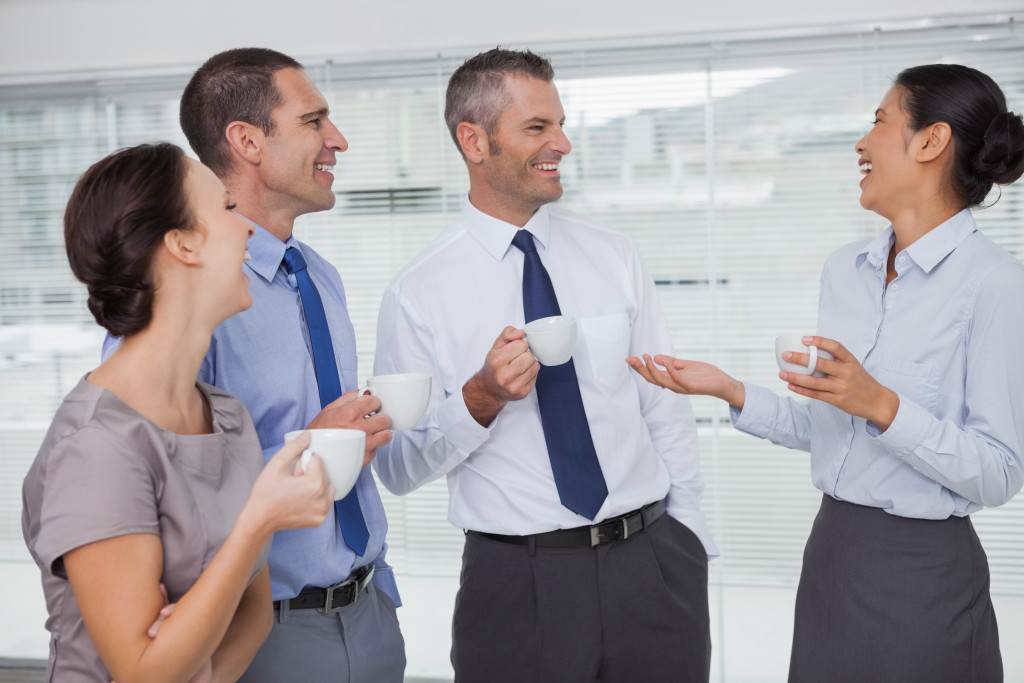 employee on break time in bright office