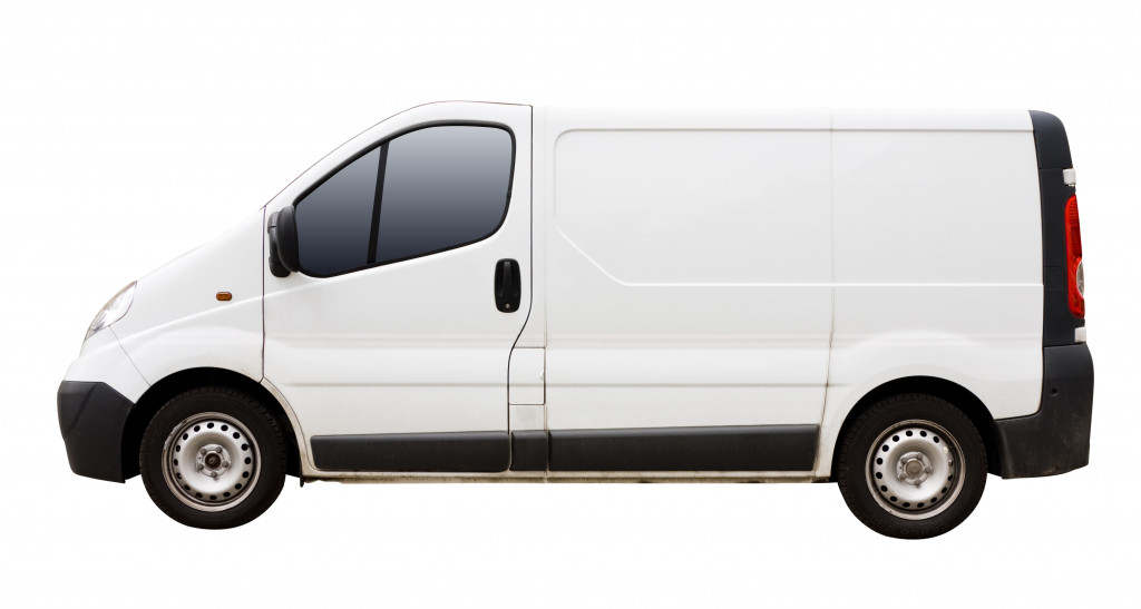 A delivery van on a white background