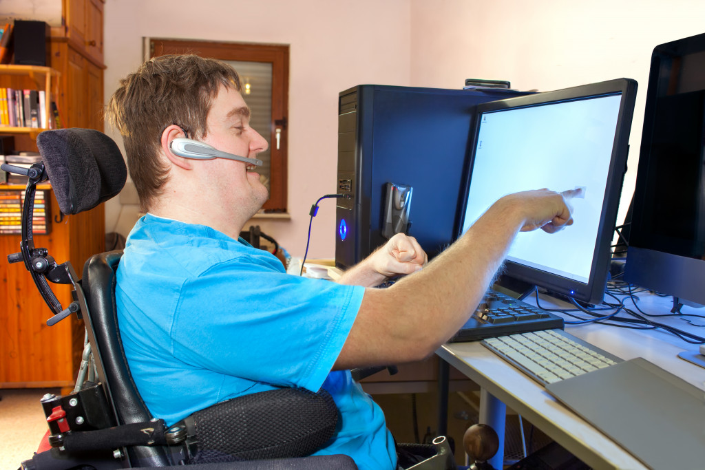 man with disability working
