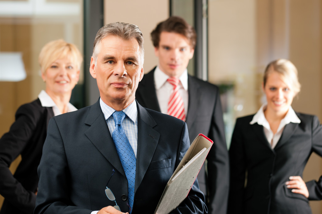 lawyer with his team