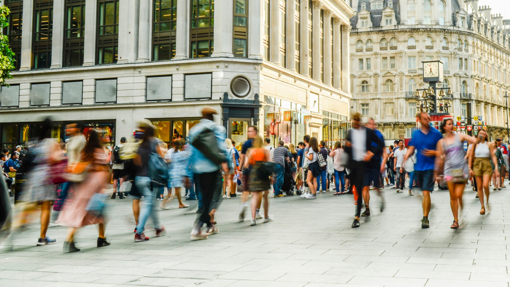 People going shopping outdoors