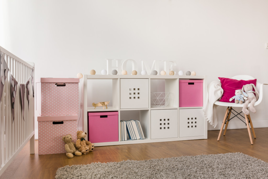 kids storage furniture in baby room